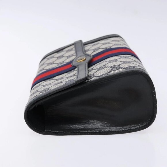 GUCCI GG Supreme Sherry Line Clutch Bag PVC Navy Gold 67 014 3087 Auth 140986 - Picture 9 of 15